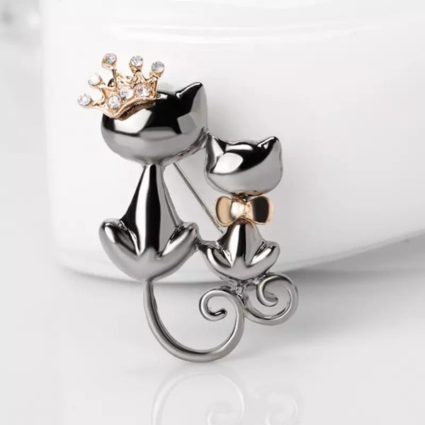 Queen And Prince Cat Brooch
